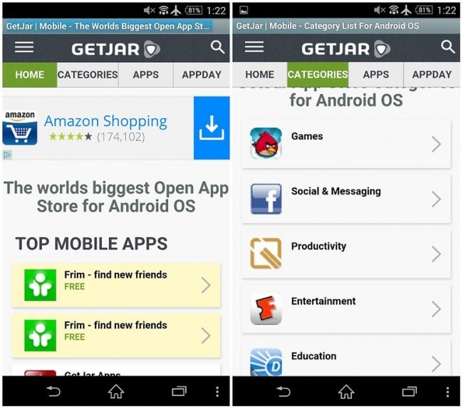 Android-sovellusmarkkinat: GetJar