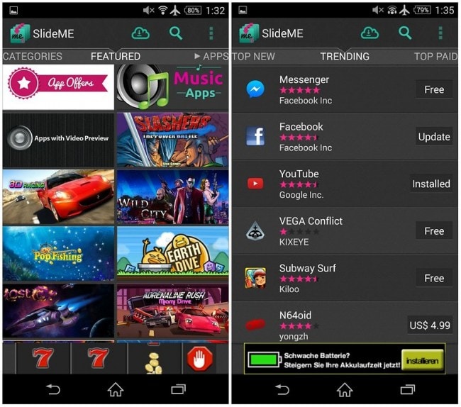 sovellusmarkkinoiden vaihtoehdot: SlideME