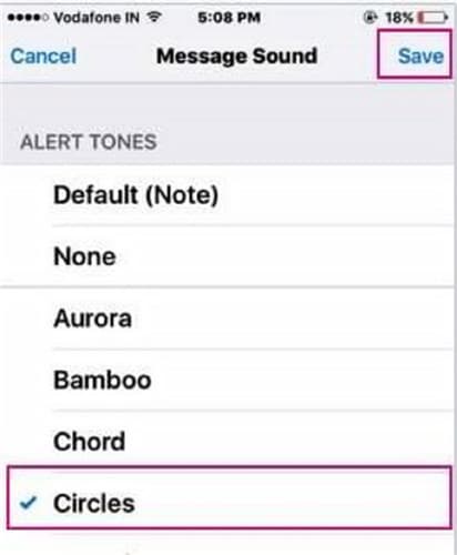 whatsapp ringsignal-tryck på Spara