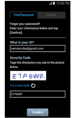nulstilling af adgangskode til samsung-konto