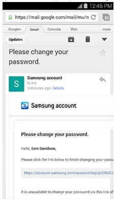 nulstilling af adgangskode til samsung-konto