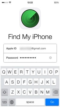 Formatieren Sie den iPod ohne iTunes – starten Sie die App „Mein iPhone verloren“ und melden Sie sich mit der Apple-ID und dem Passwort an