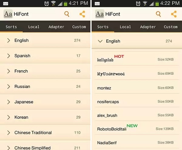 Приложение шрифтов для Android