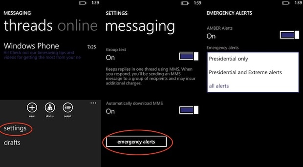 메시징 앱에서 Android 알림 비활성화