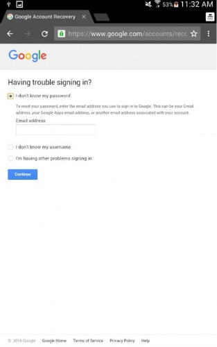 android Google elfelejtett jelszó