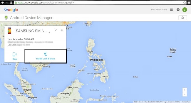 android Device Manager eszköz található