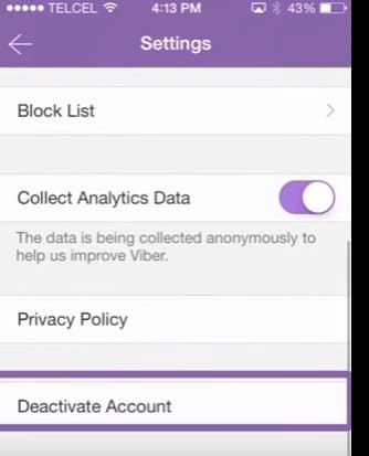 étape 5 pour changer le numéro Viber sur iPhone