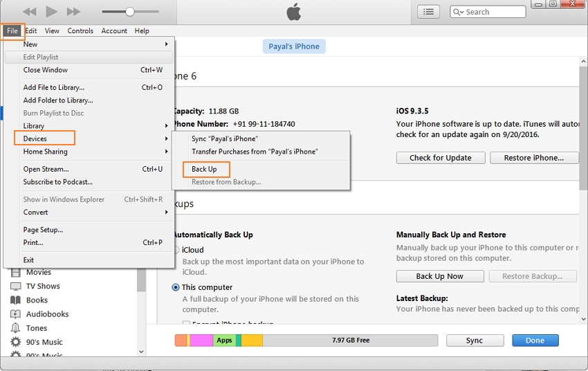 iTunesでiPhoneを外付けハードドライブにバックアップ