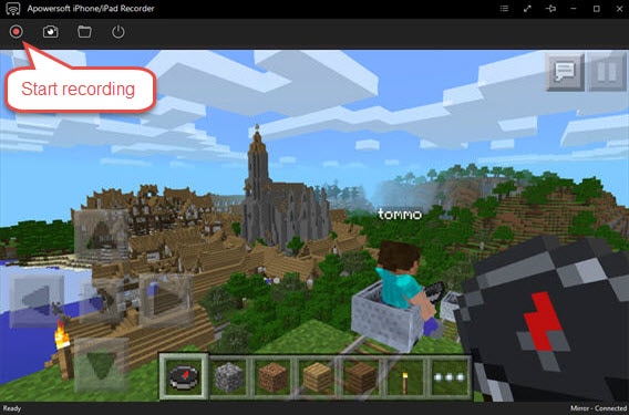 begynde at optage Minecraft Pocket Edition på iPhone
