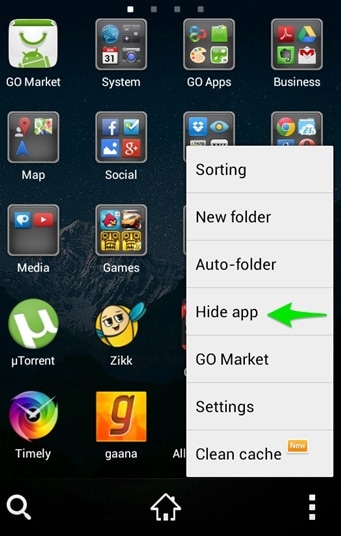 Verstecke Apps mit Go Launcher