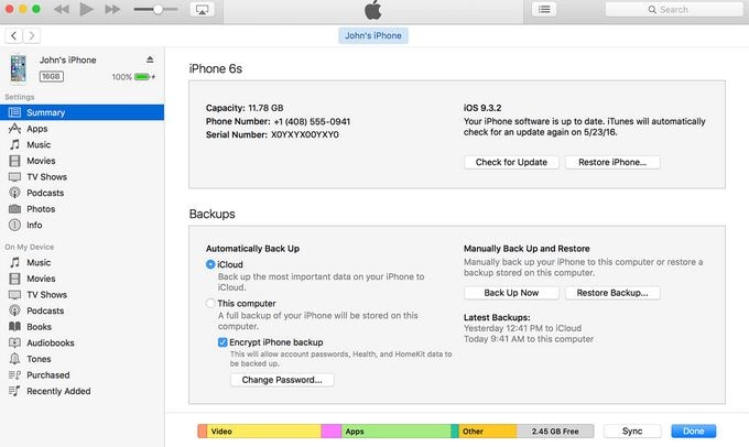 Backup dei dati e ripristino di iPhone