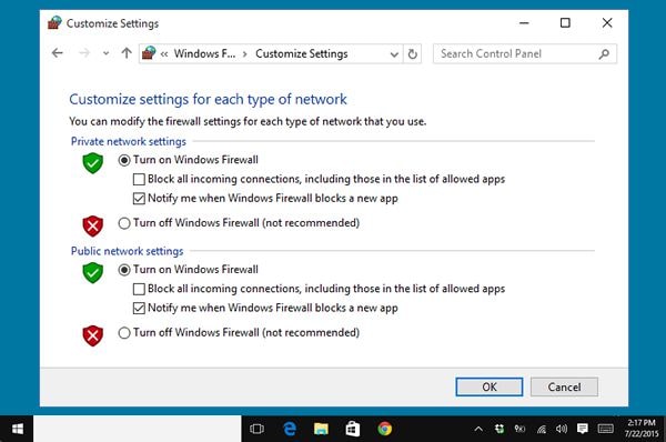 Windowsファイアウォールをオフにして、AirPlay接続を修正します