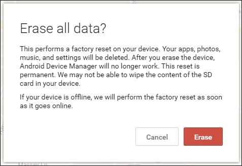 android 设备管理器擦除丢失的 HTC 手机