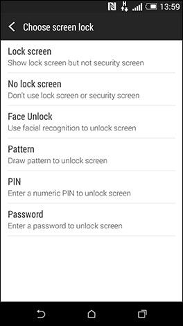 设置新的 HTC 屏幕锁定