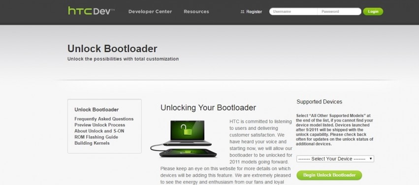 htc odemknout bootloader