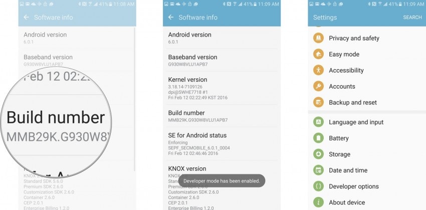 root samsung s7 - USB hibakeresés engedélyezése