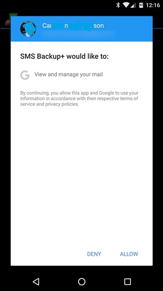 biztonsági mentés android sms - engedélyezése