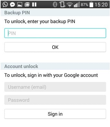 lås lg telefon op - indtast backup pin