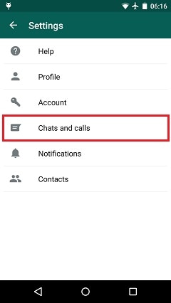 vælg chat og opkald