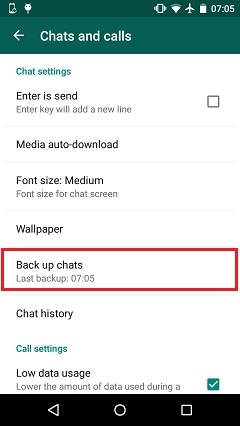 tryk på backupchat