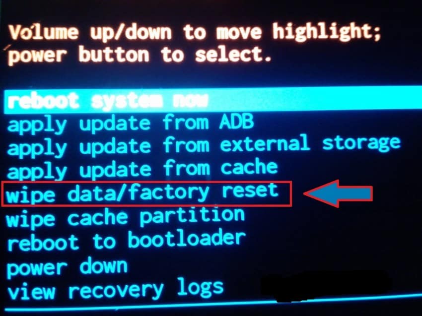 otřete data / factory reset