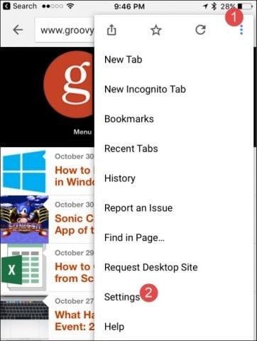 cómo borrar la configuración de caché de iphone/ipad-google chrome