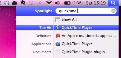 käynnistä Quicktime