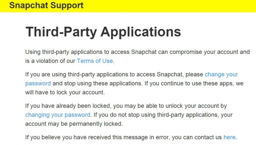 termes de snapchat