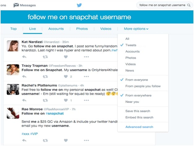 snapchatin pääsivu