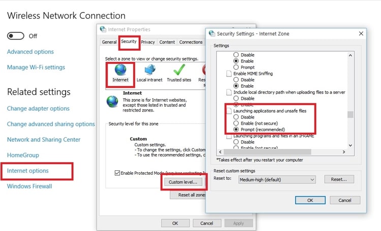 deshabilitar la advertencia de seguridad