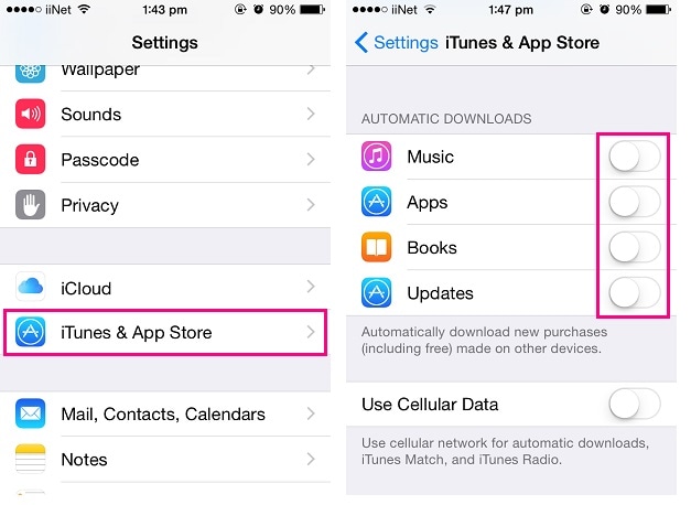disabilitare i download automatici