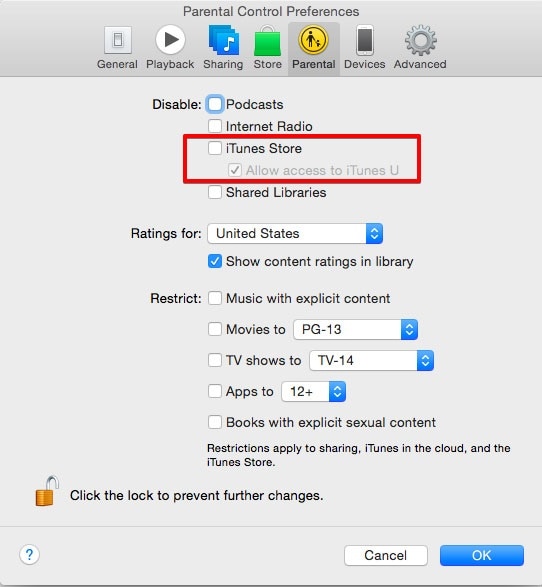 control parental itunes