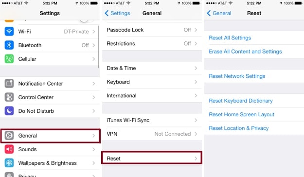 工場出荷時の状態にリセットされたiPhone