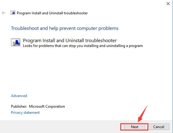 Fehlerbehebung mit dem Microsoft-Programmdienstprogramm