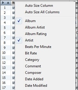 Spalten in itunes entfernen