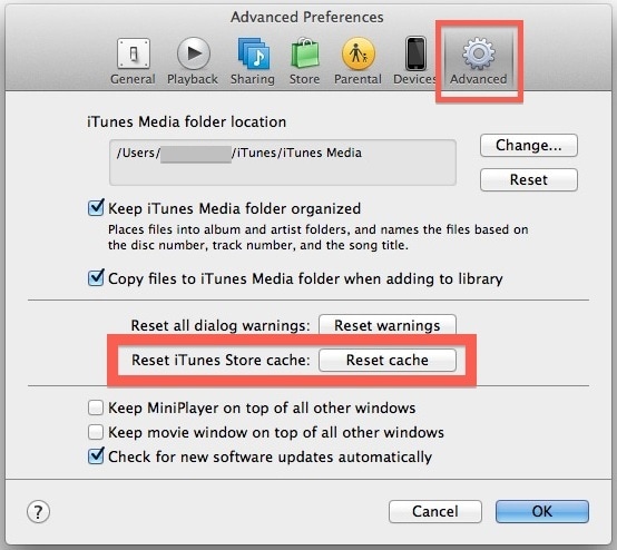 itunes erweiterte einstellungen