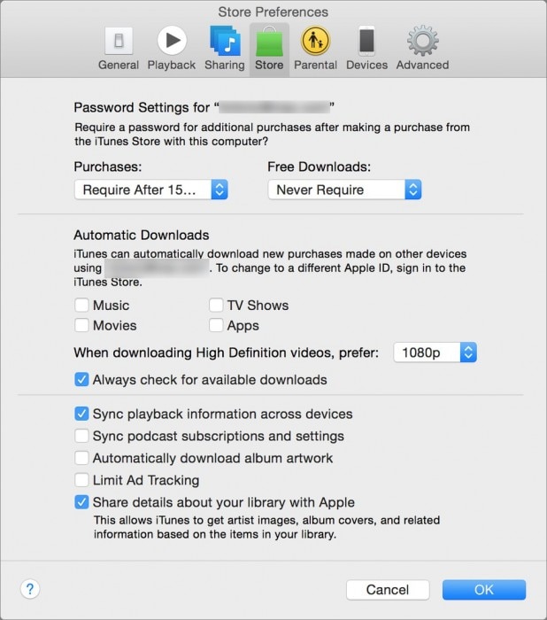 itunes store einstellungen