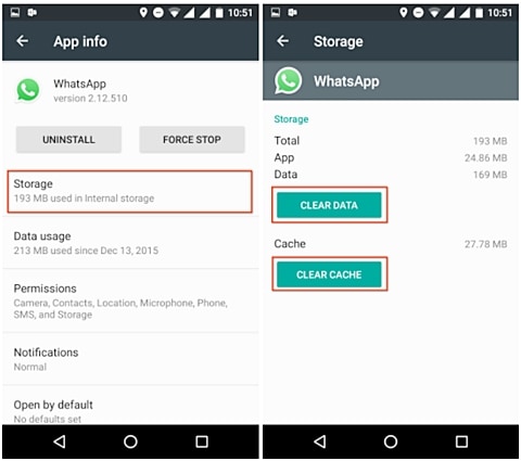 résoudre les problèmes WhatsApp-Problème de données de cache