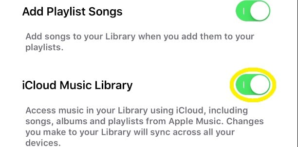 قم بتشغيل مكتبة موسيقى icloud
