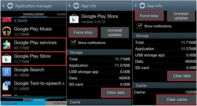 foutcode 504-clear play store cache