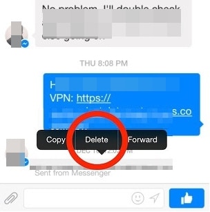 supprimer les messages facebook messenger sur ios