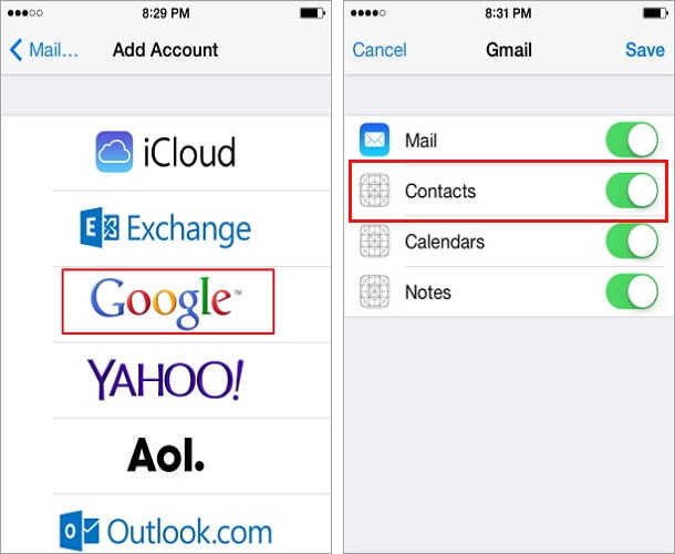 συγχρονίστε τις επαφές του gmail