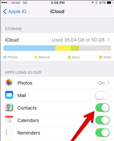 αποθήκευση επαφών στο icloud