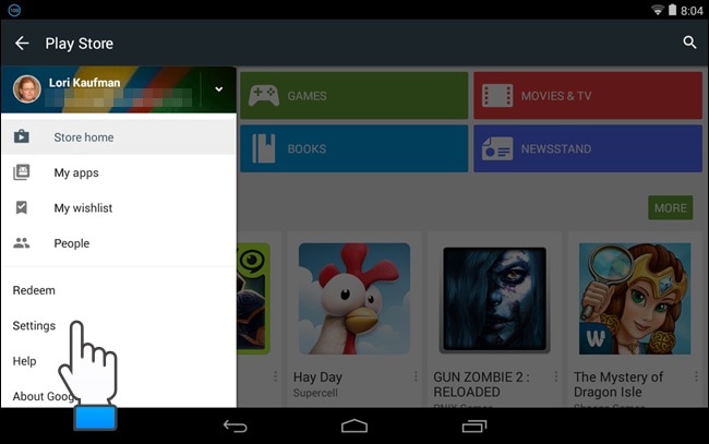 Besuchen Sie die „Einstellungen“ im Play Store