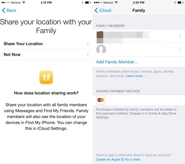condivisione della famiglia icloud