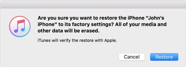 confirmation de restauration