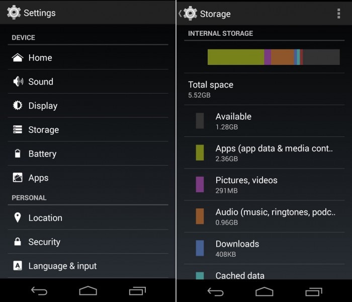 αποθήκευση συσκευής android