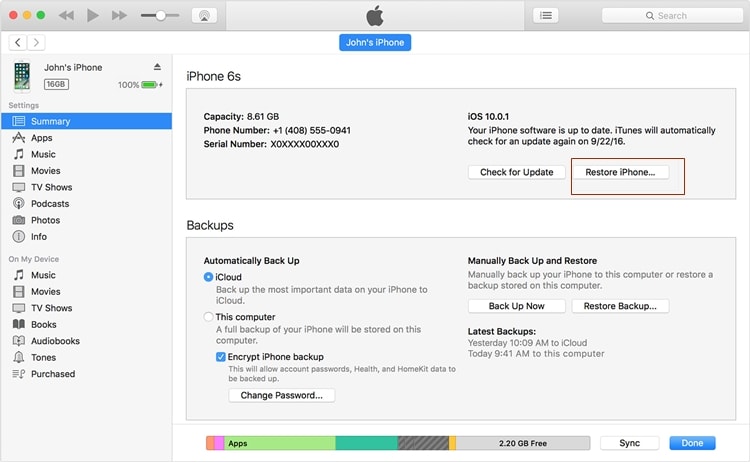 gendanne iphone med itunes