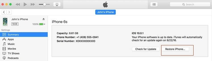 restaurer iphone avec itunes