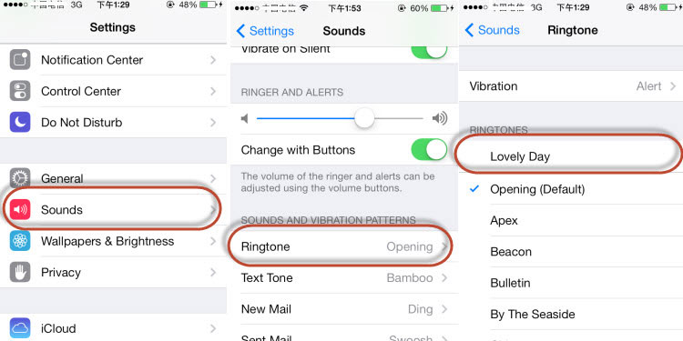 arreglar el iPhone que no suena - cambiar un tono de llamada de iPhone diferente